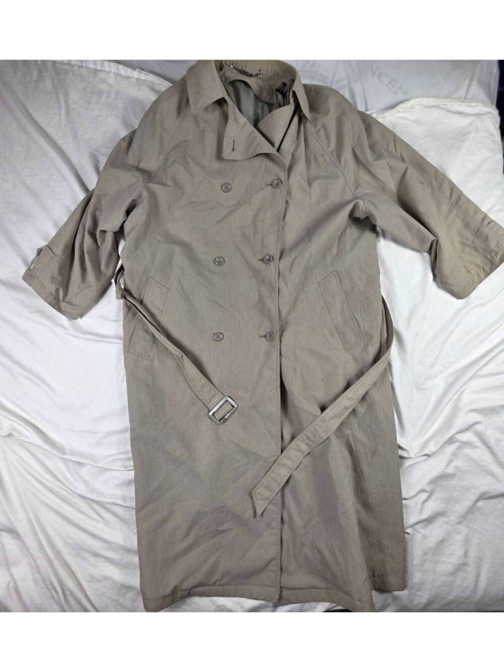 London Fog Womens Size 22W Beige Trench Coat Belted Long Jacket Outdoors